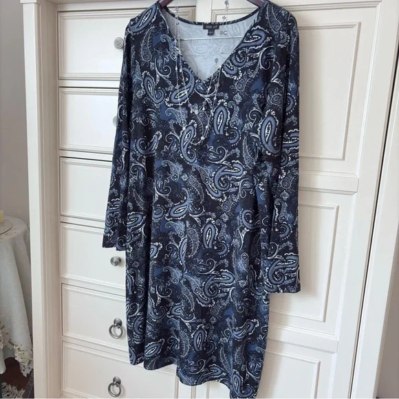 J JILL Wearever Knit Paisley Dress - Picture 4 of 16